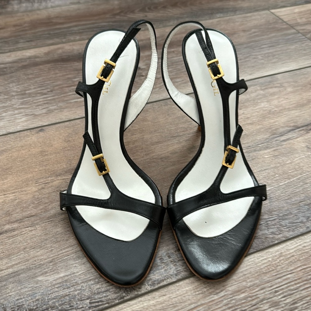 Paco Gil Black Leather Sandal 7 Made in Spain